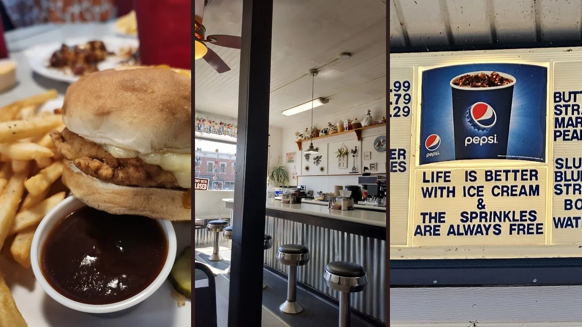 Comfort food served in a cozy dining room.