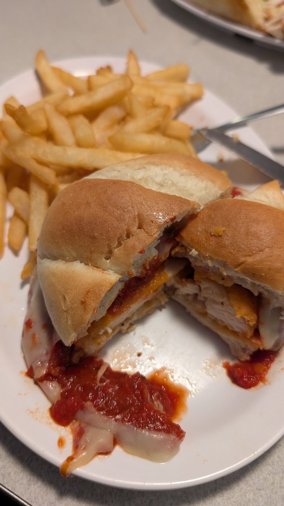 Restaurant menu with comfort food selections.